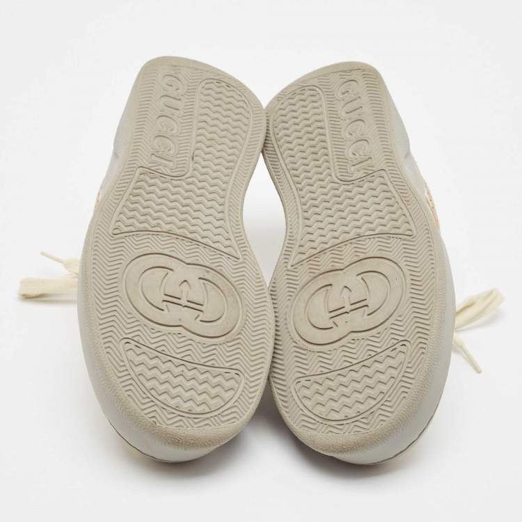 Pre Owned Gucci Multicolor Canvas and Leather GG Lace Up Sneakers Size 38