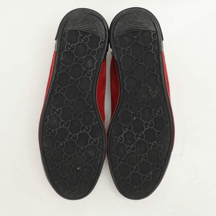 Pre Owned Gucci Red Suede Low Top Sneakers Size 38