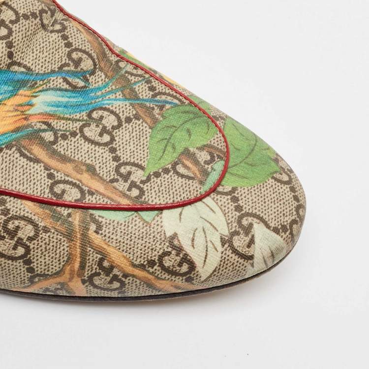 مملوكة مسبقًا Gucci Brown/Beige GG Supreme Canvas Tian Print Princetown Flat Mules Size 41