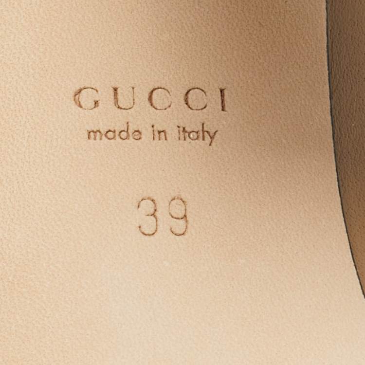 Pre Owned Gucci Beige Leather Horsebit Block Heel Pumps Size 39
