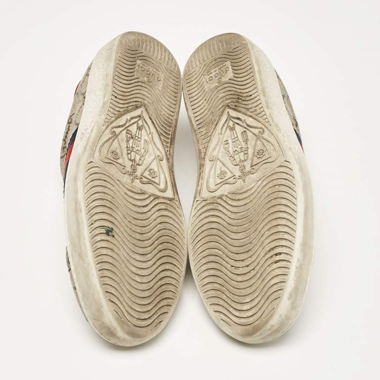Pre Owned Gucci Beige/Brown GG Supreme Canvas Ace Sneakers Size 36