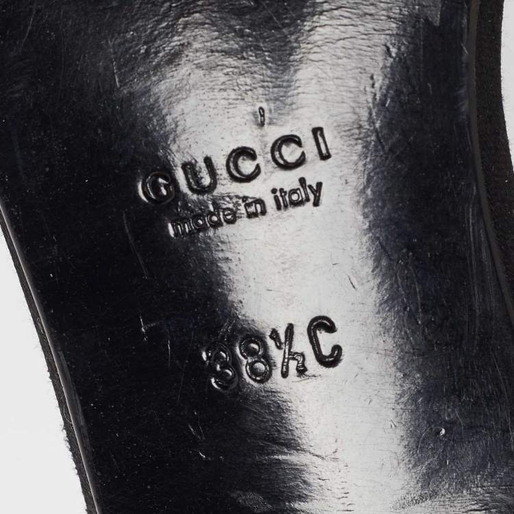 Pre Owned Gucci Black Fabric Crystal Embellished Slide Sandals Size 38.5