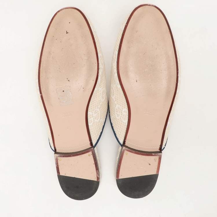 Pre Owned Gucci Cream Cotton Knit Crochet Princetown Mules Size 41
