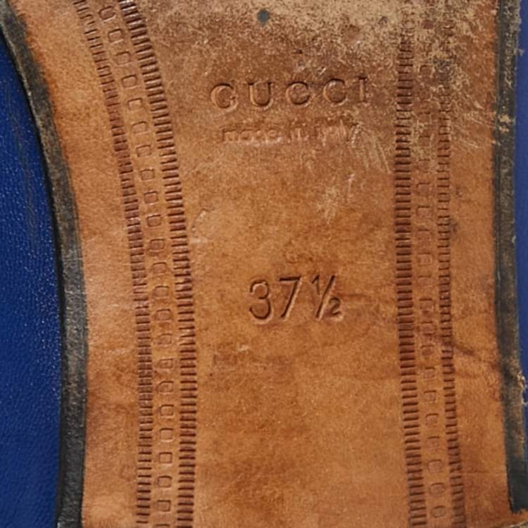 Pre Owned Gucci Blue Leather Jordaan Loafers Size 37.5