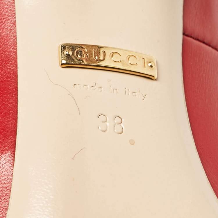 Pre Owned Gucci Red Leather Queen Margaret Pumps Size 38