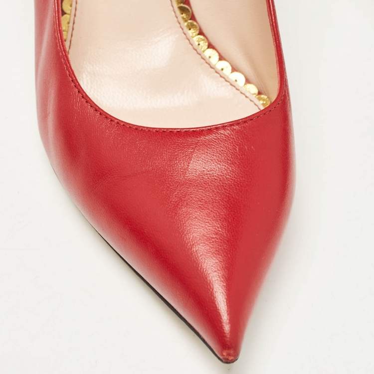 Pre Owned Gucci Red Leather Queen Margaret Pumps Size 38