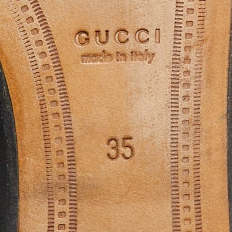 Pre Owned Gucci Black Leather Embroidered Star Bee Horsebit Loafers Size 35