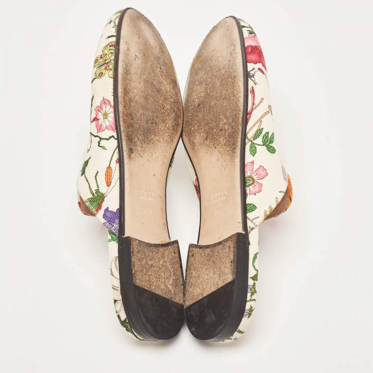 مملوكة مسبقًا Gucci Multicolor Floral Canvas Princetown Horsebit Flat Mules Size 38.5