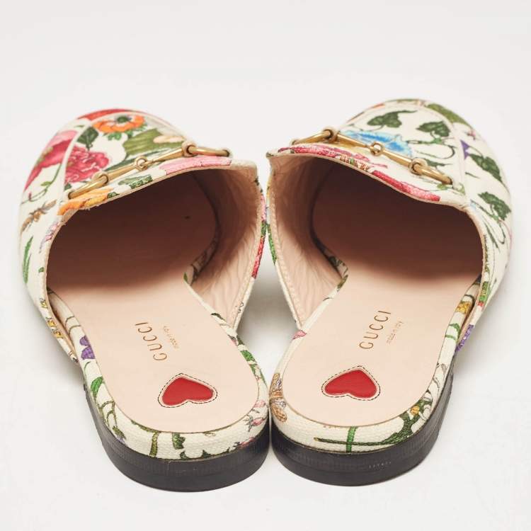 مملوكة مسبقًا Gucci Multicolor Floral Canvas Princetown Horsebit Flat Mules Size 38.5