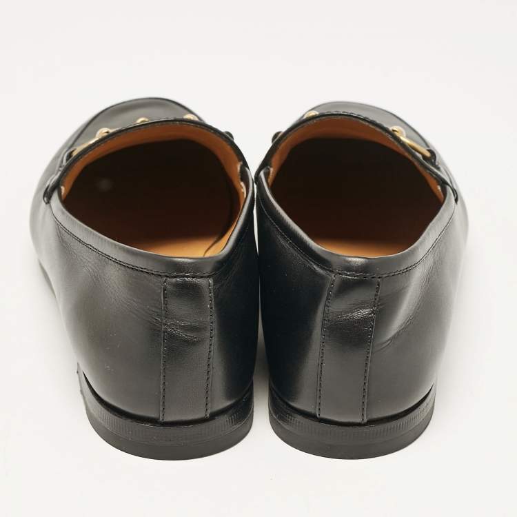 Pre Owned Gucci Black Leather Jordaan Loafers Size 36