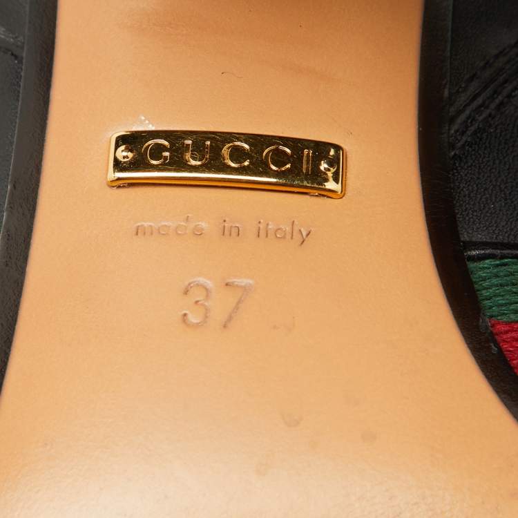 Pre Owned Gucci Black Leather GG Web Detail High Ankle Boots Size 37