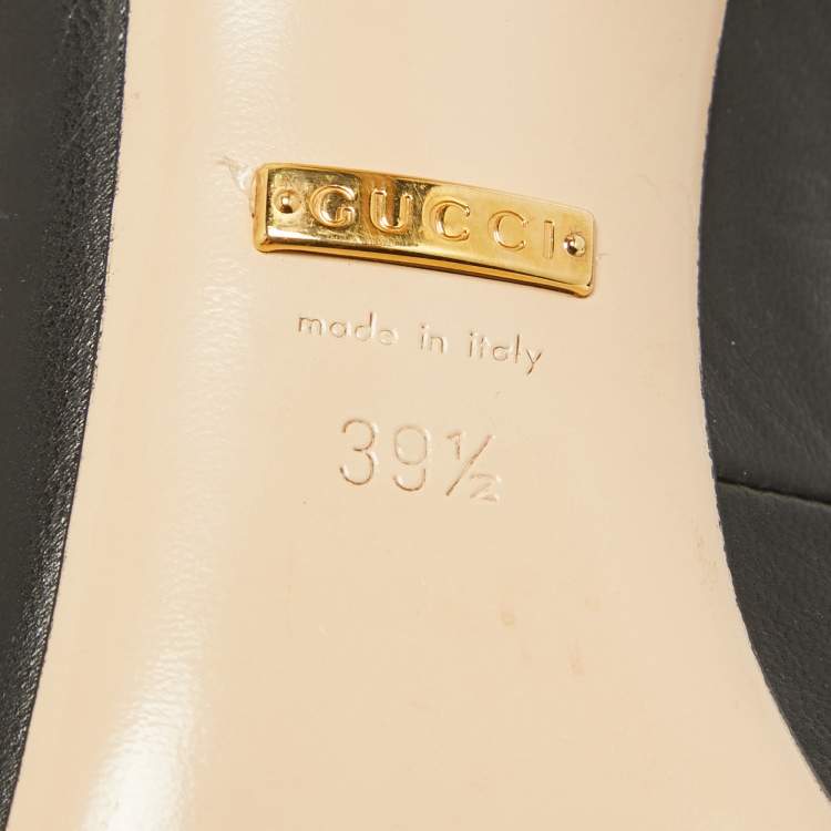 Pre Owned Gucci Black Leather Sylvie Web Detail Slingback Pumps Size 39.5