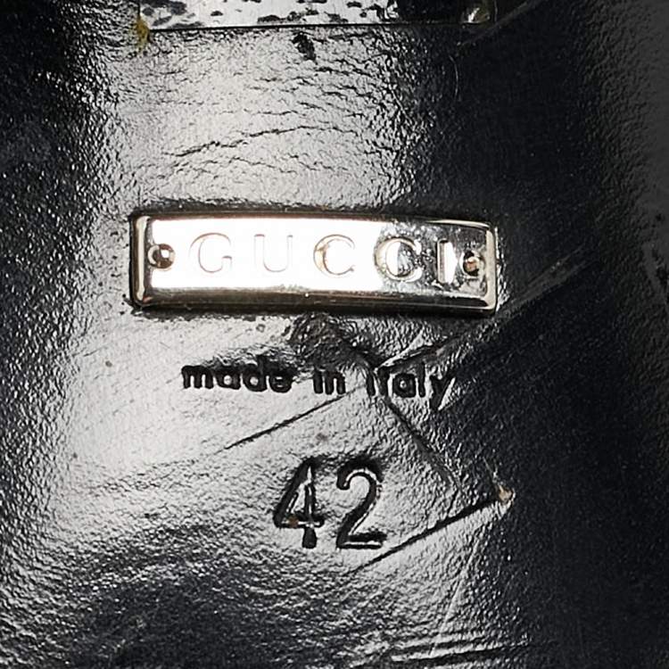 Pre Owned Gucci Black Leather Elizabeth Knee Length Boots Size 42