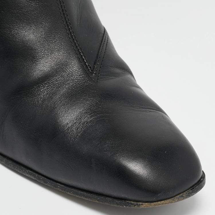 Pre Owned Gucci Black Leather Elizabeth Knee Length Boots Size 42