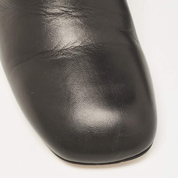 Pre Owned Gucci Black Leather GG Blondie Ankle Boots Size 38