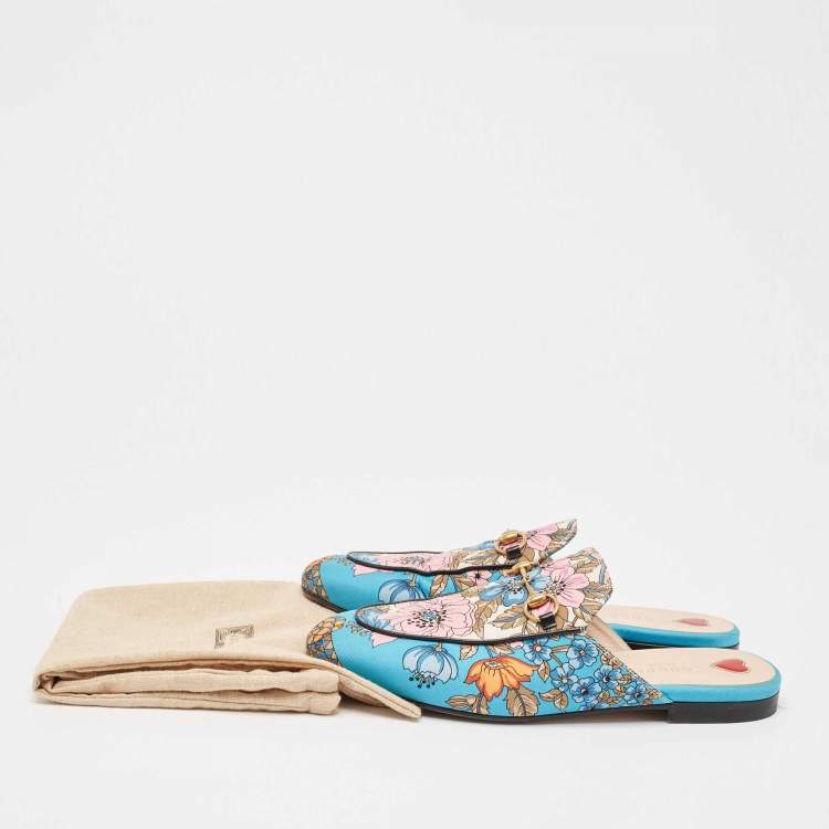 Pre Owned Gucci Multicolor Canvas Horsebit Princetown Mules Size 40