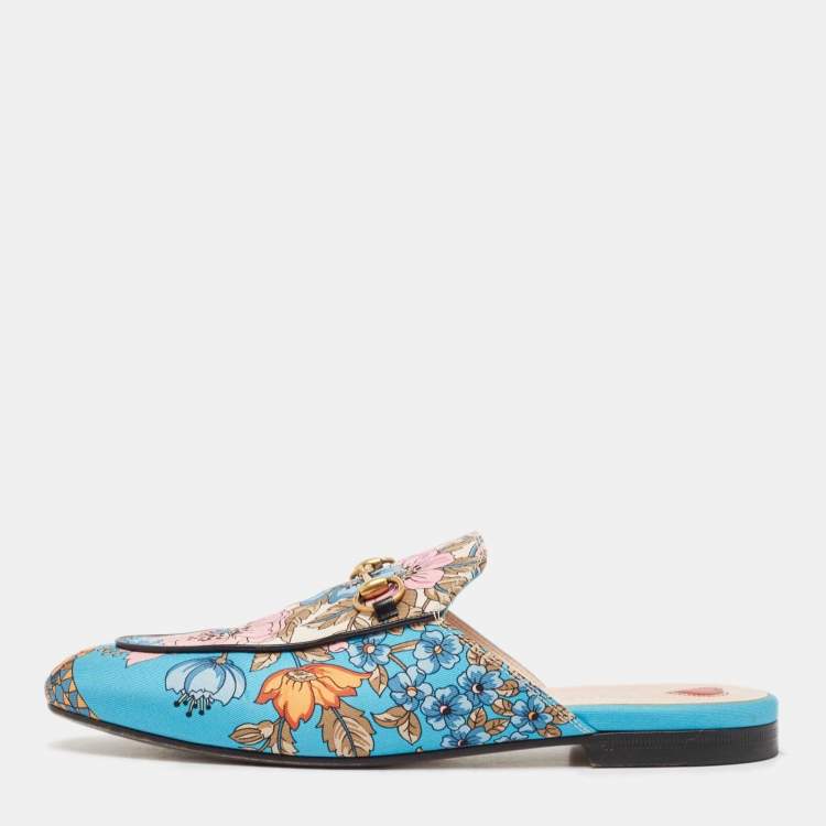 Pre Owned Gucci Multicolor Canvas Horsebit Princetown Mules Size 40