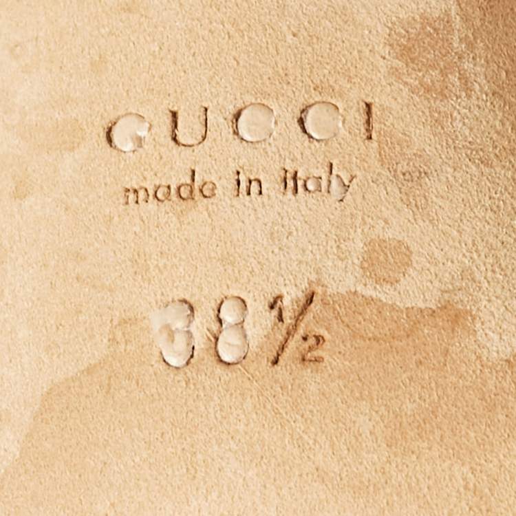 Pre Owned Gucci Red Leather Claudie Ankle Strap Sandals Size 38.5