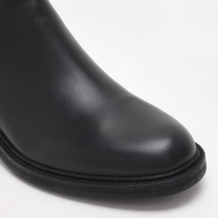 مملوكة مسبقًا Gucci Black Microguccissima Leather Calf Length Boots Size 38