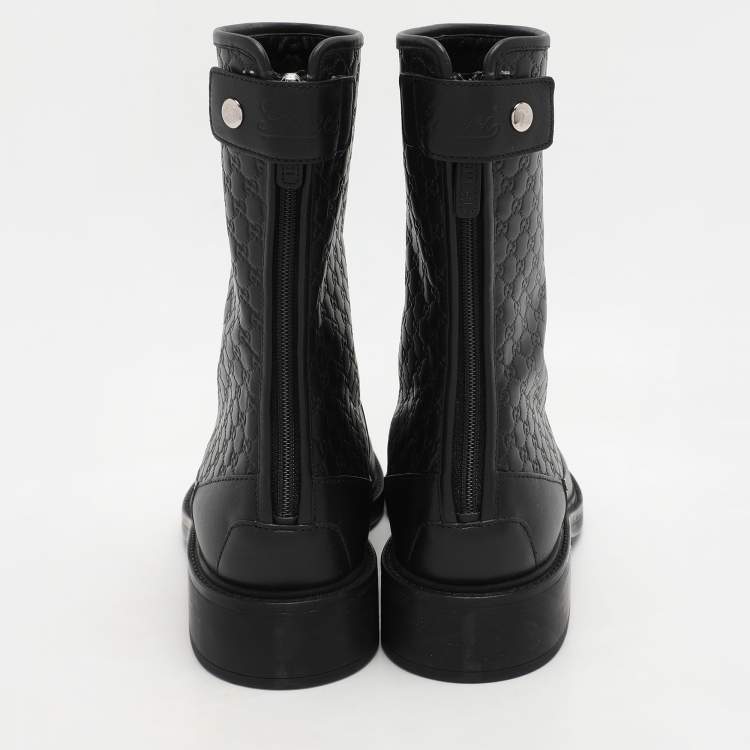 مملوكة مسبقًا Gucci Black Microguccissima Leather Calf Length Boots Size 38
