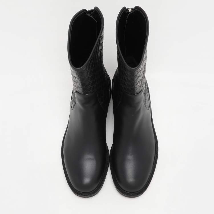 مملوكة مسبقًا Gucci Black Microguccissima Leather Calf Length Boots Size 38