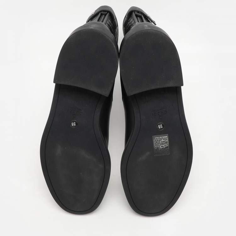 مملوكة مسبقًا Gucci Black Microguccissima Leather Calf Length Boots Size 38