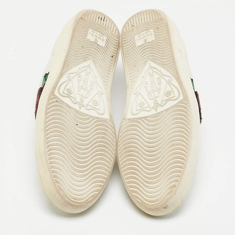 Pre Owned Gucci White Leather Lip Ace Low Top Sneakers Size 36.5