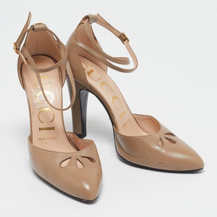 Pre Owned Gucci Brown Leather Mary Jane Pumps Size 36