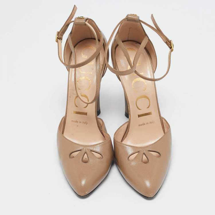 Pre Owned Gucci Brown Leather Mary Jane Pumps Size 36