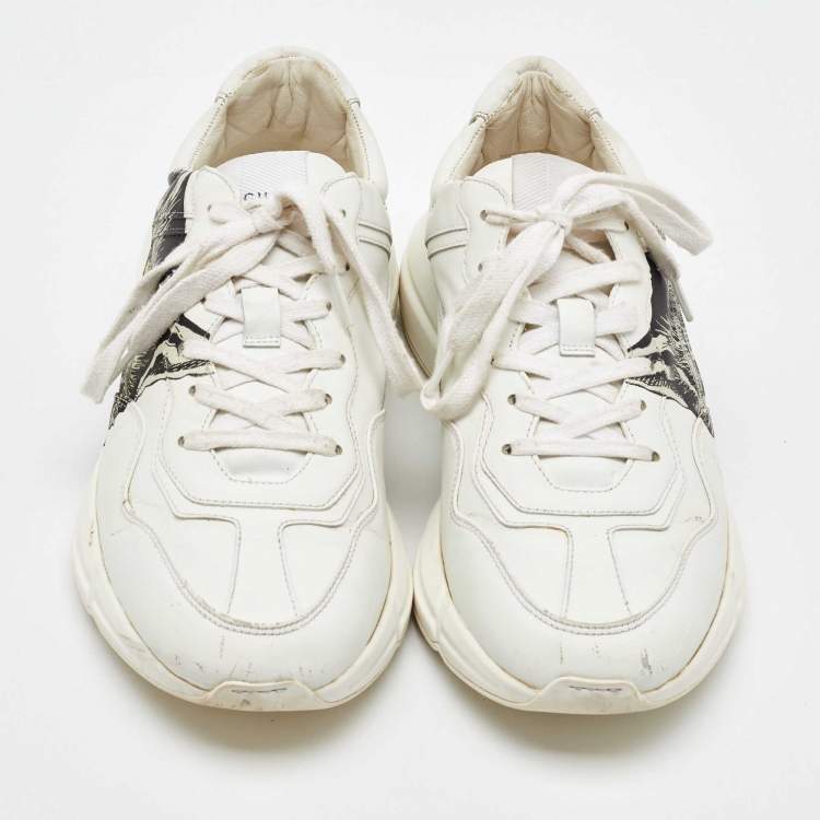 Pre Owned Gucci White Leather Mystic Cat Rhyton Low Top Sneakers Size 40