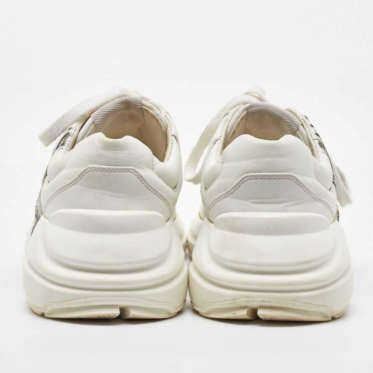 Pre Owned Gucci White Leather Mystic Cat Rhyton Low Top Sneakers Size 40
