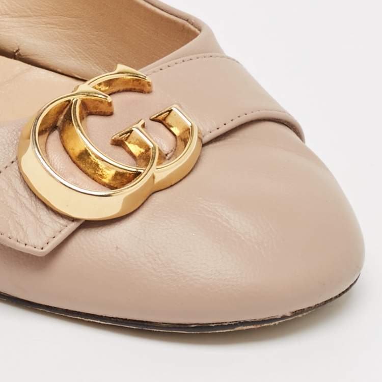 Pre Owned Gucci Beige Leather GG Marmont Pumps Size 40