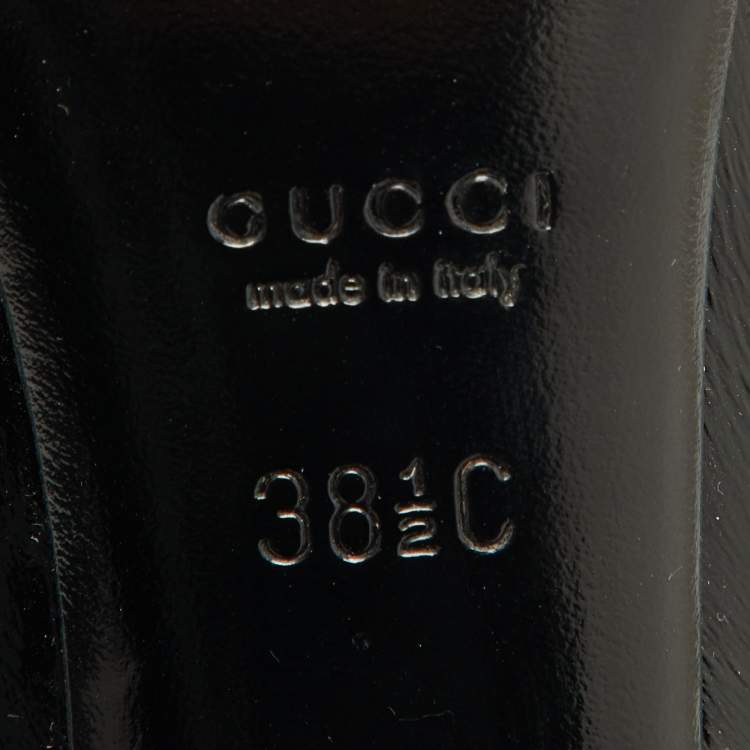Pre Owned Gucci Black Patent Leather Hysteria Ankle Booties Size 38.5