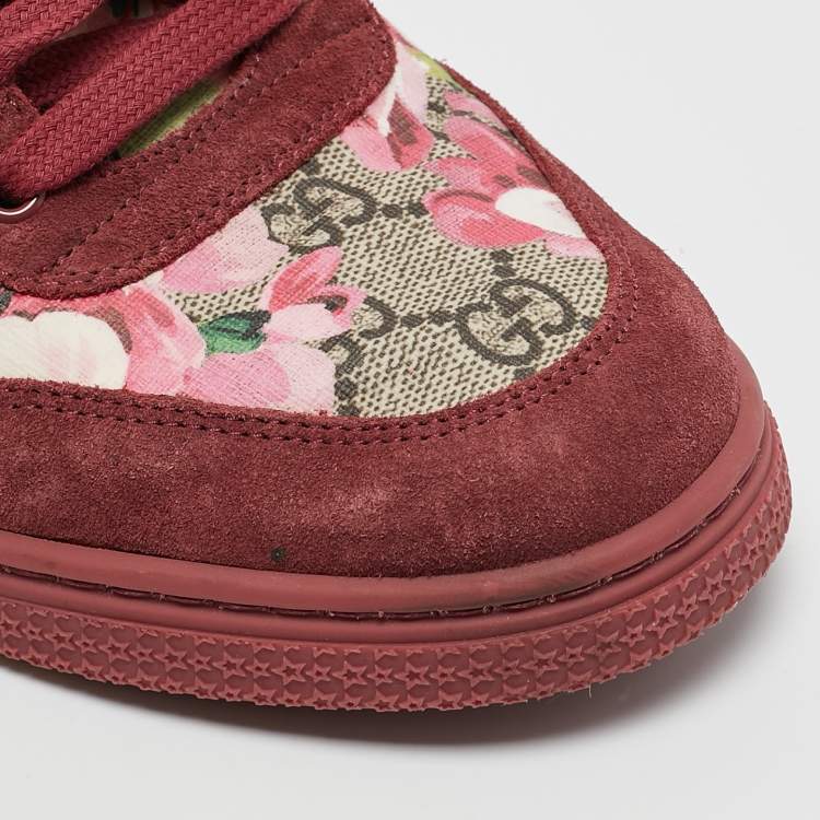 Pre Owned Gucci Multicolor GG Floral Canvas And Suede Leather High Top Sneakers Size 40