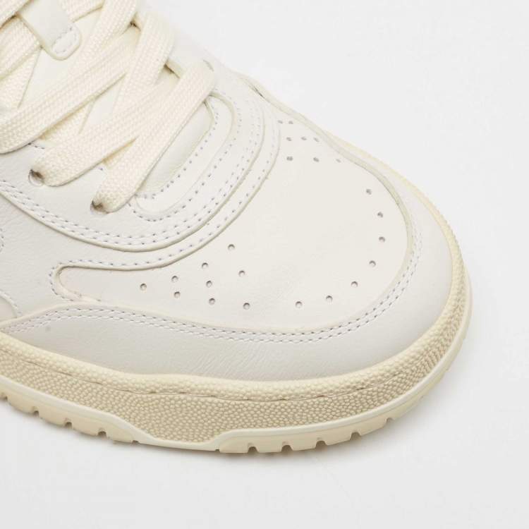 Pre Owned Gucci White Leather Re-Web Sneakers Size 36.5
