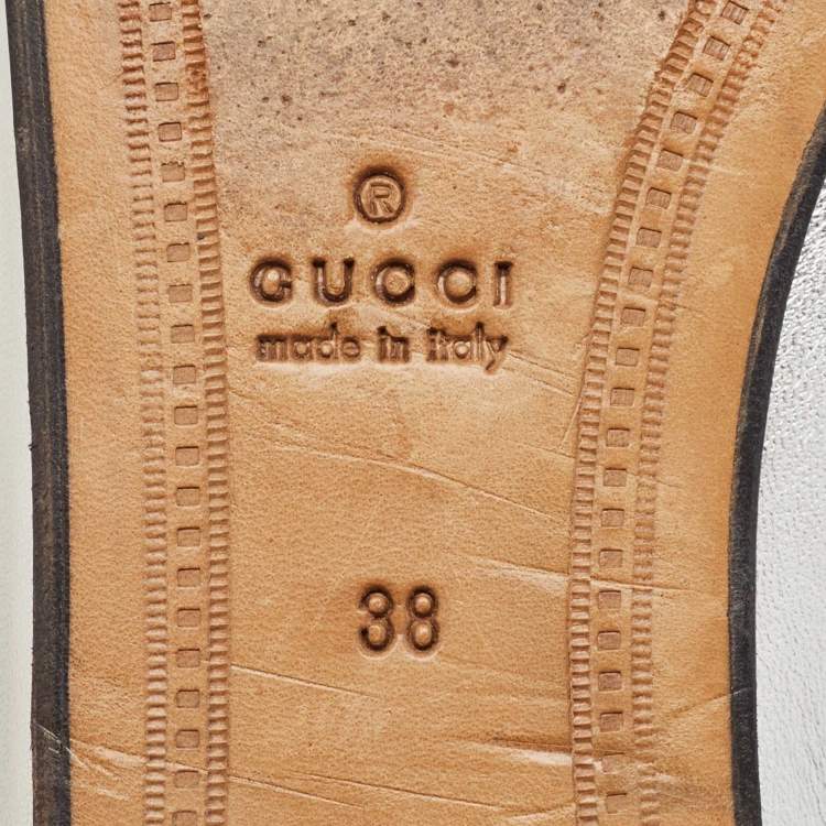 Pre Owned Gucci Silver Leather Jordaan Loafers Size 38