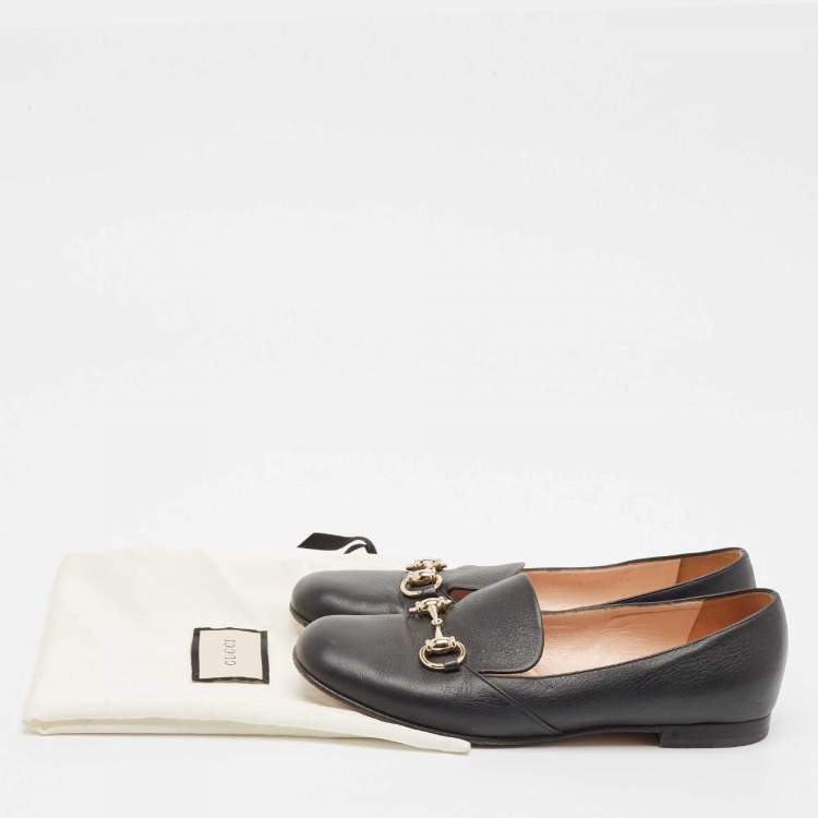 Pre Owned Gucci Black Leather Horsebit Loafers Size 37