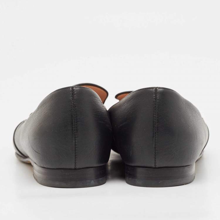 Pre Owned Gucci Black Leather Horsebit Loafers Size 37