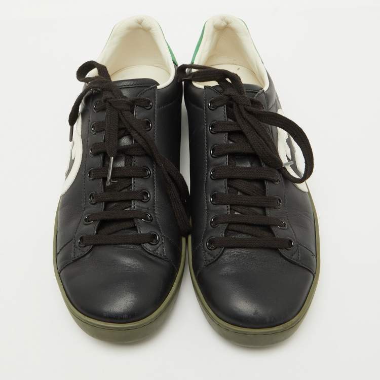 Pre Owned Gucci Tricolor Leather Interlocking G Ace Low Top Sneakers Size 38.5