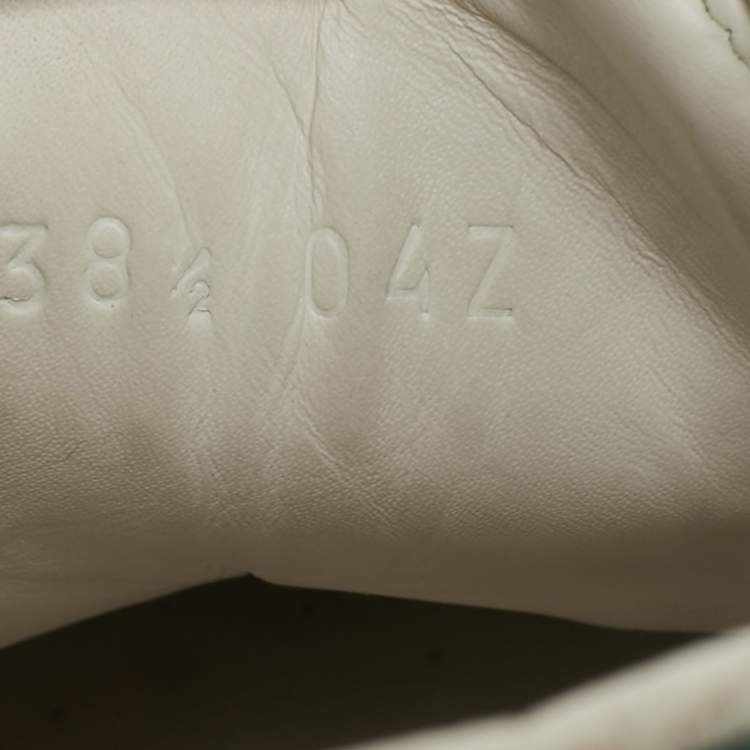 Pre Owned Gucci White Leather and Python Embossed Ace Low Top Sneakers Size 38.5