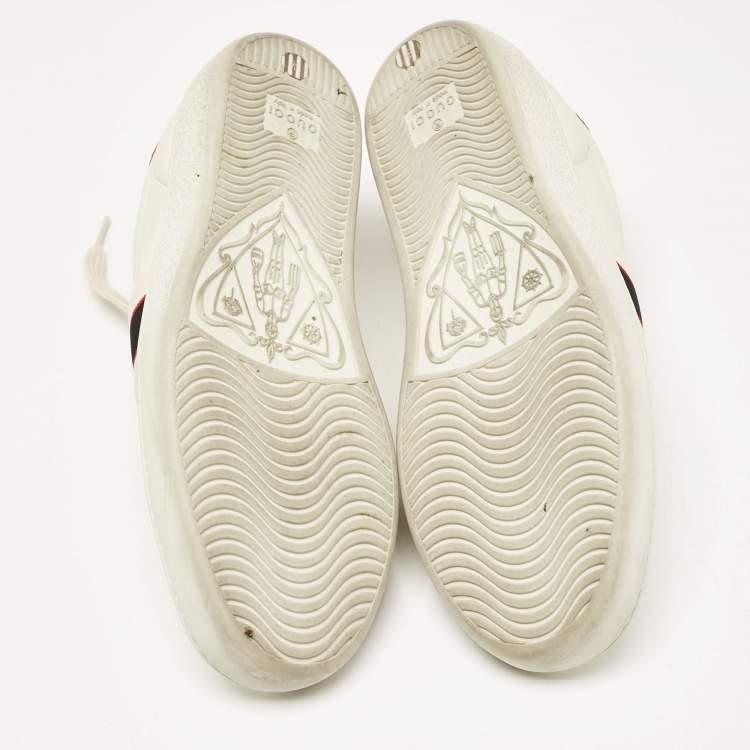 Pre Owned Gucci Cream Leather Logo Band Ace Sneakers Size 36