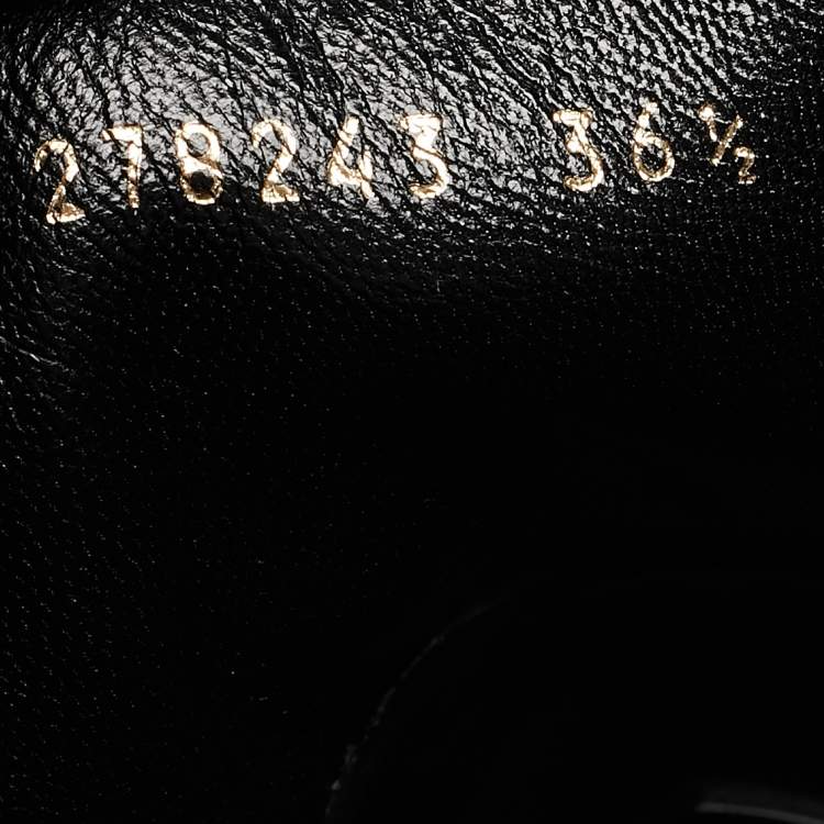 Pre Owned Gucci Black Leather Riding Mid Calf  Boots Size 36.5