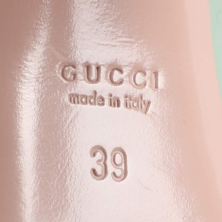 Pre Owned Gucci Green Patent Leather Peep-Toe Platform Slingback Pumps Size 39