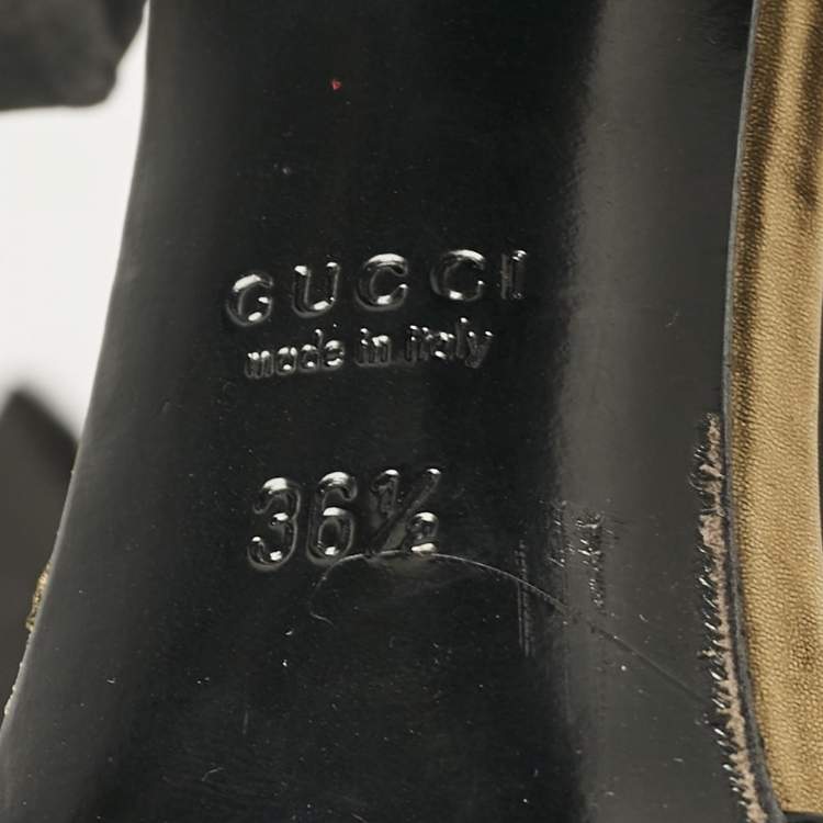 Pre Owned Gucci Black Patent Leather T- Strap Sandals Size 36.5