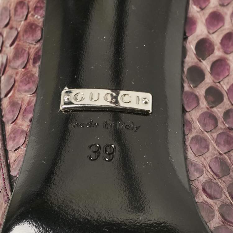 Pre Owned Gucci Purple Python Leather Knee Length Boots Size 39