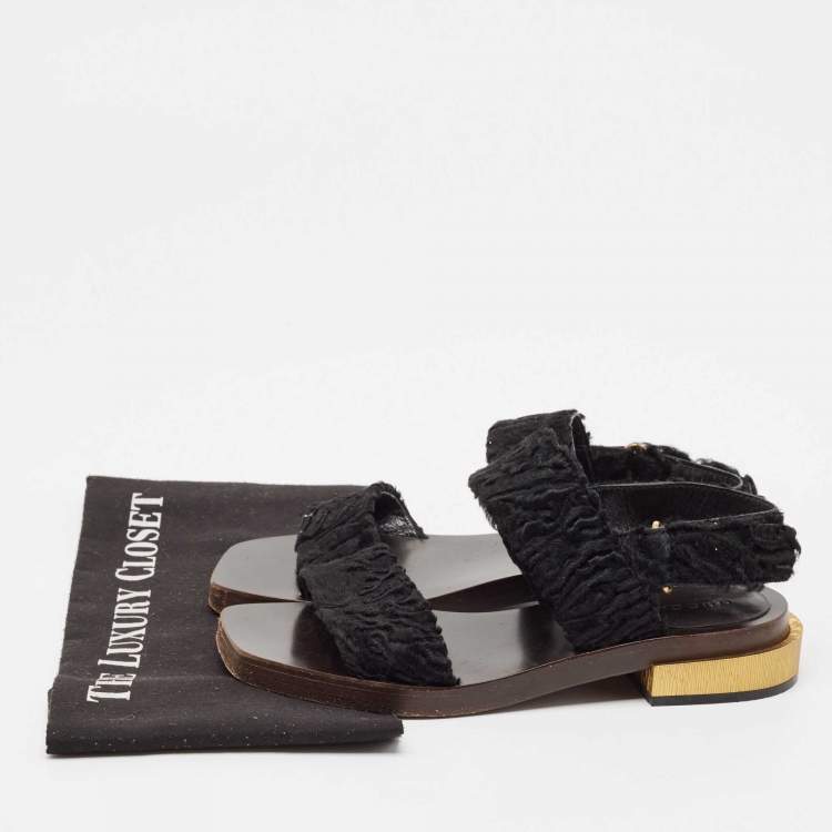 مملوكة مسبقًا Gucci Black Velvet Slingback Sandals Size 37