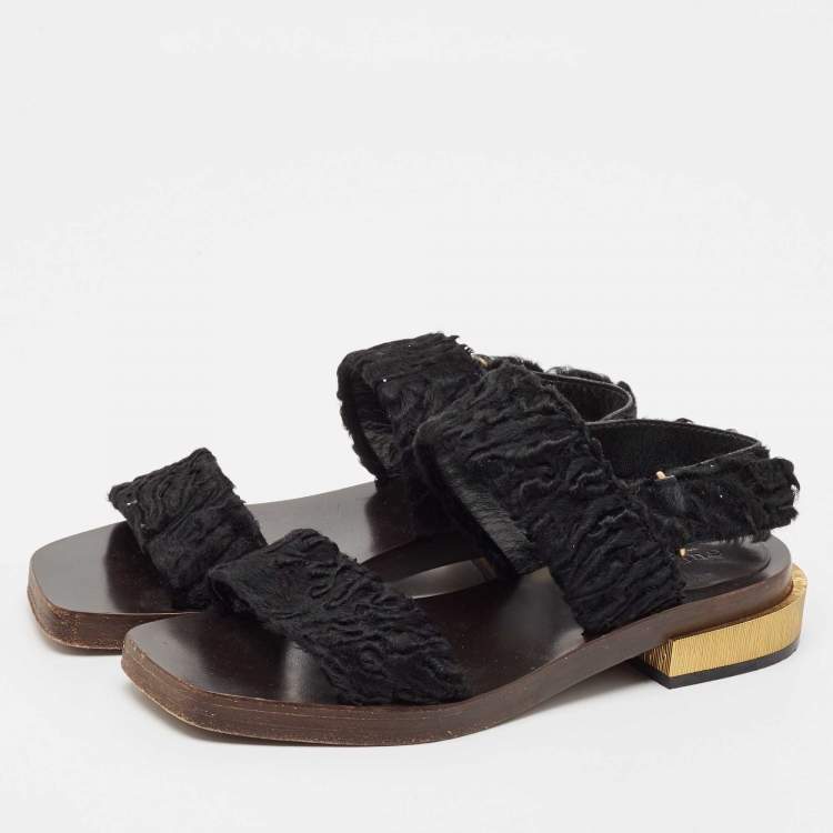 مملوكة مسبقًا Gucci Black Velvet Slingback Sandals Size 37
