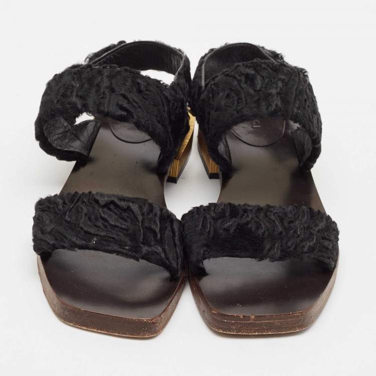 مملوكة مسبقًا Gucci Black Velvet Slingback Sandals Size 37