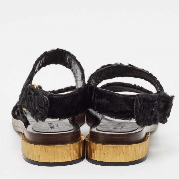 مملوكة مسبقًا Gucci Black Velvet Slingback Sandals Size 37