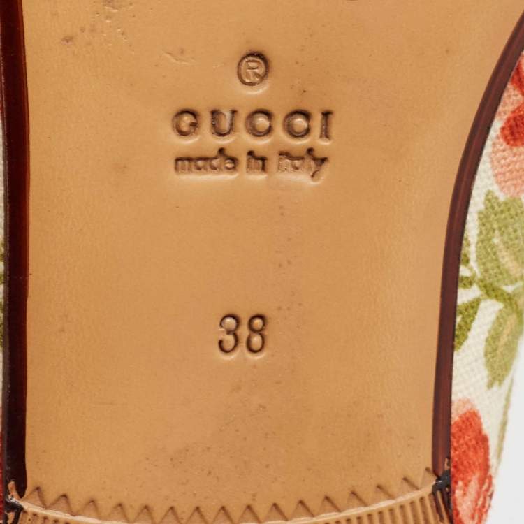 Pre Owned Gucci Multicolor Floral Canvas Princetown Horsebit Flat Mules Size 38